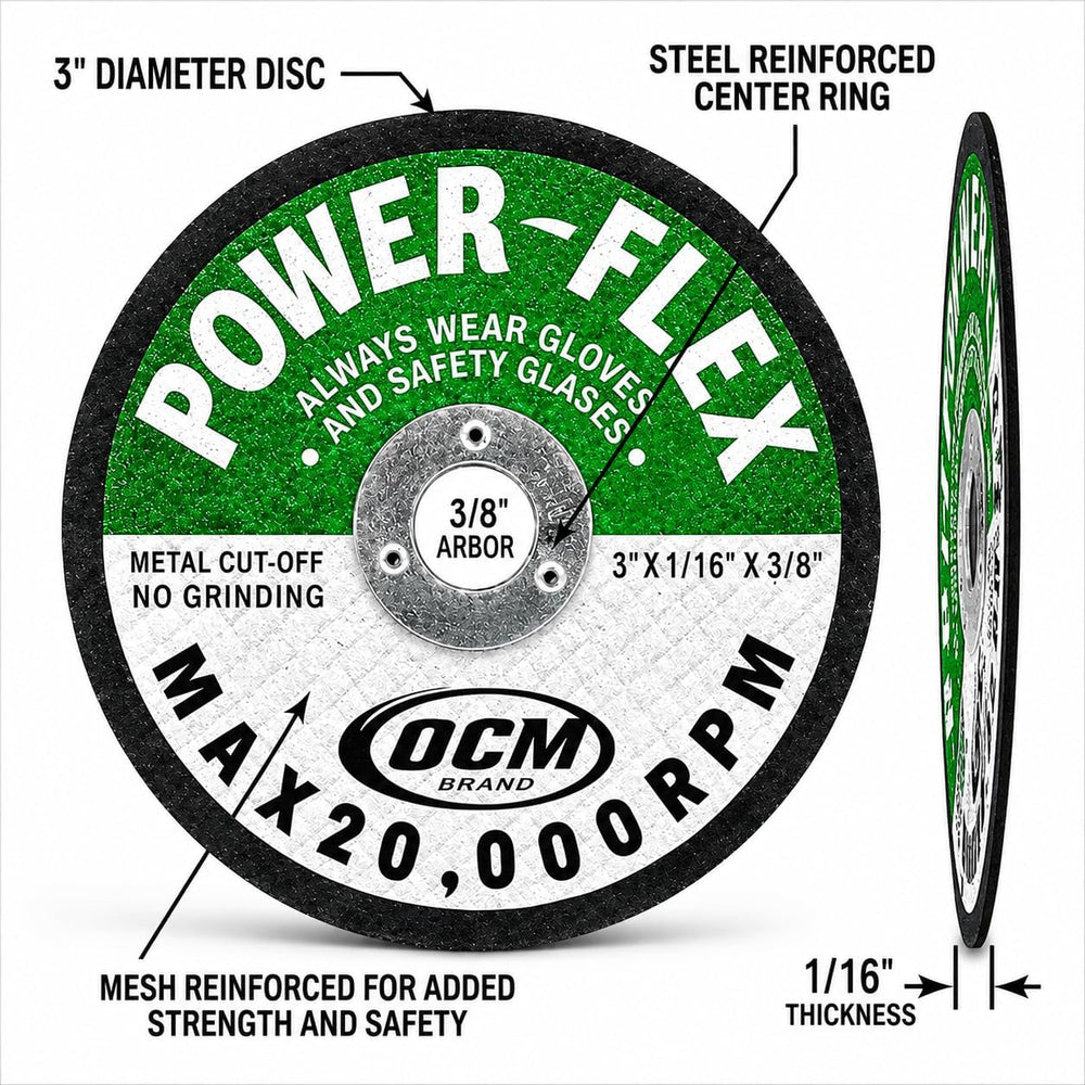 50 Pack - Cut Off Wheels 3 Inch x 1/16 Inch x 3/8 Inch - for Cutting All Stee...