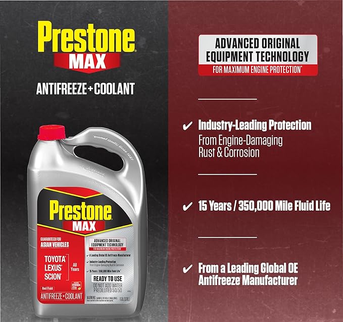 Prestone AF6210 MAX Asian Vehicles Anti-Freeze and Coolant, 1 Gallon (Pack of 6)