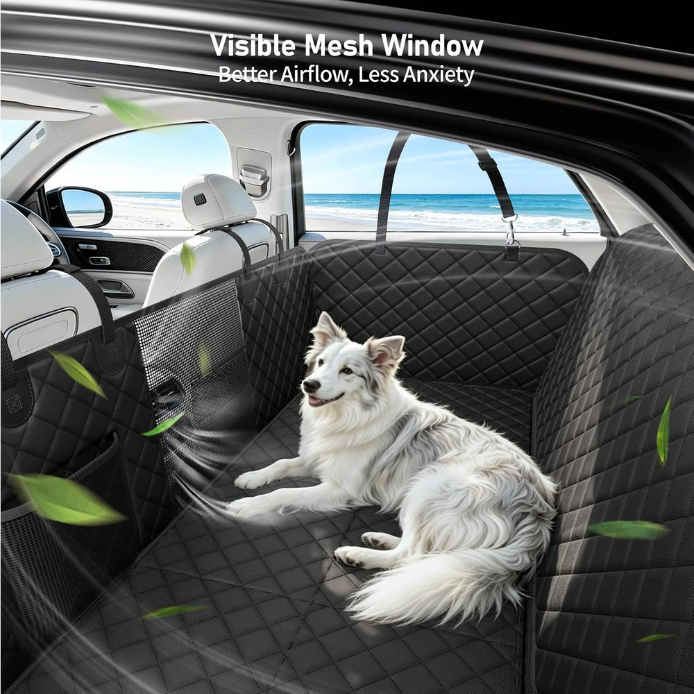 Dog Car Seat Cover for Back Seat, Hard Bottom Dog Hammock,51in,Black