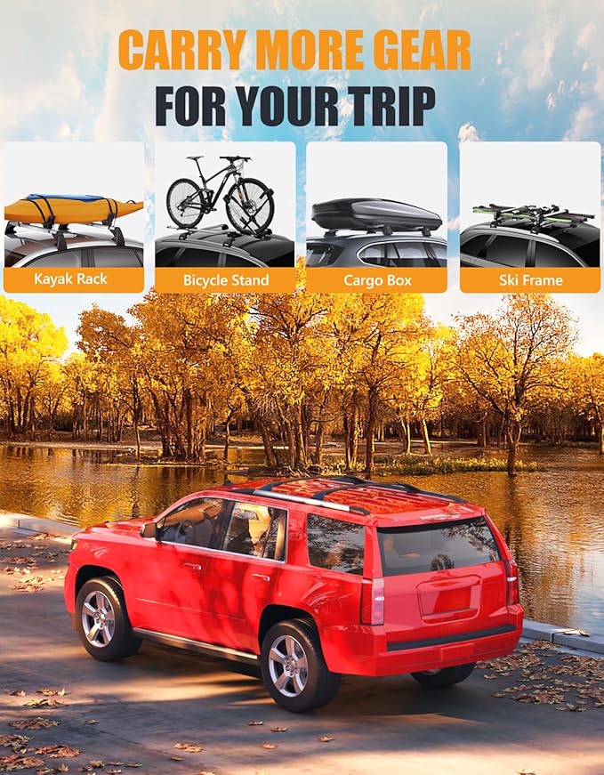 KINGGERI Lockable 220lbs Roof Rack Cross Bars Compatible
