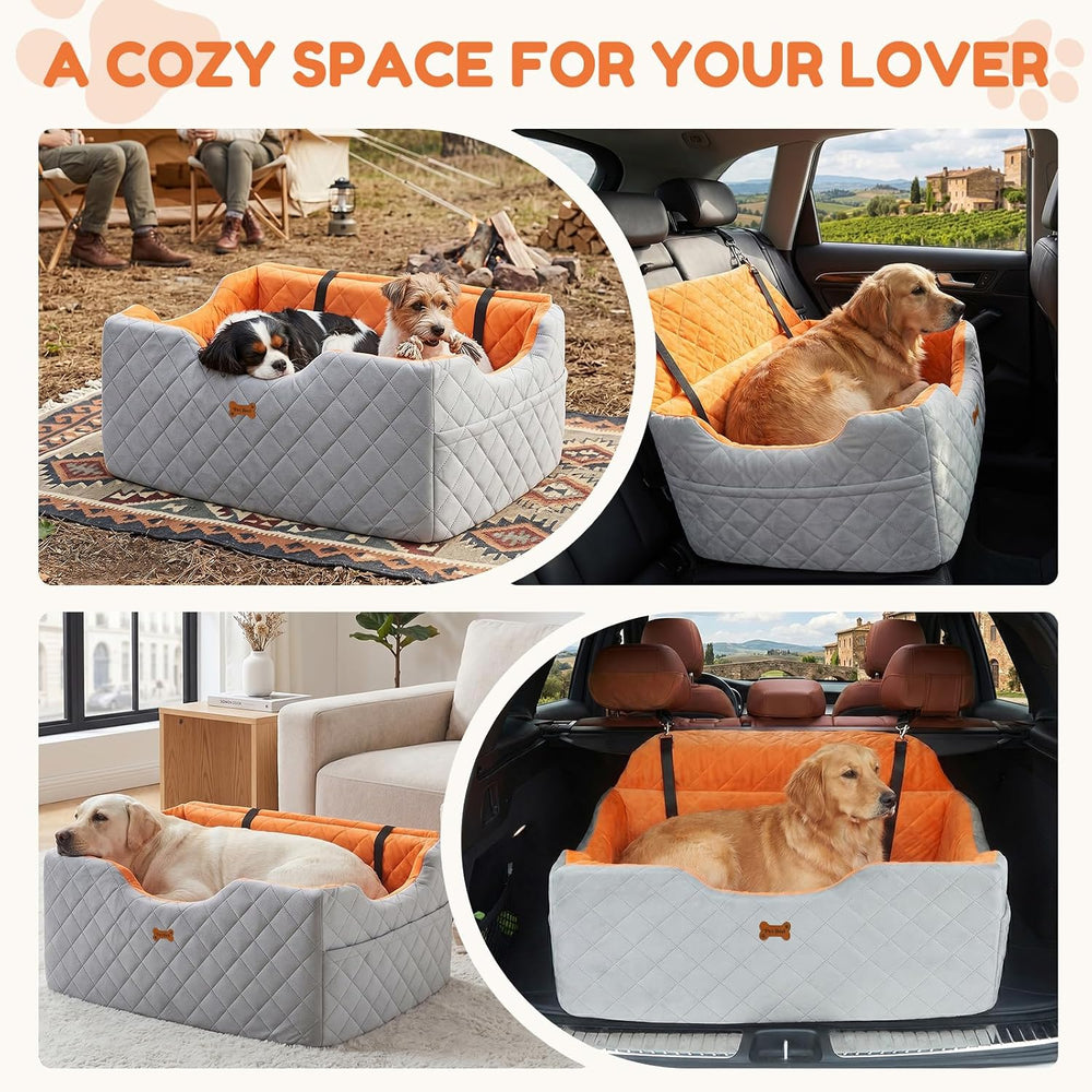 Dog Car Seat for Large Medium Dogs up to 55 lbs, Gray