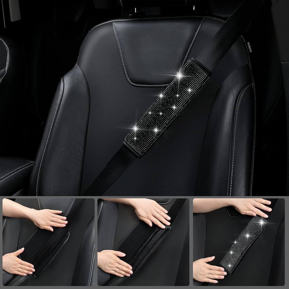 CAR PASS 23 PCS Bling Diamond Car Accessories Set for Women, Leather Seat Cov...