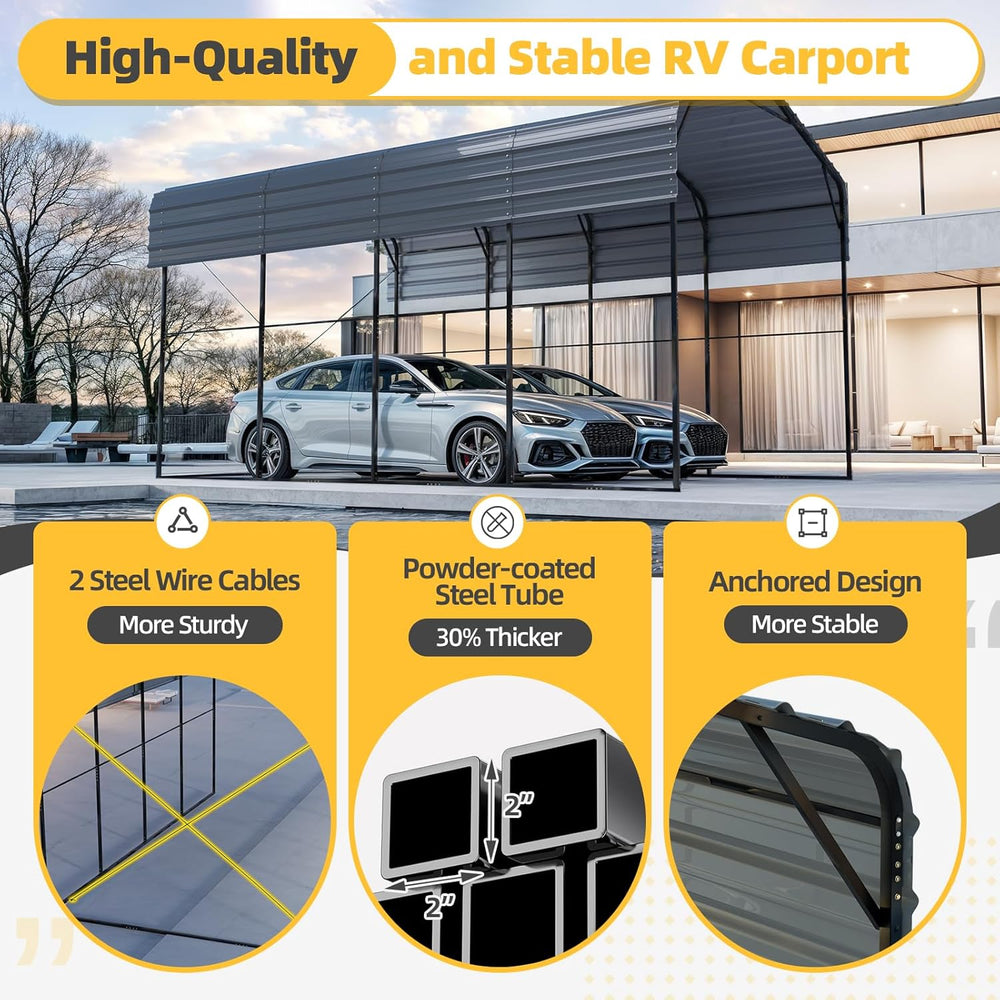 EROMMY 14x20x13 FT RV Metal Carport, Heavy Duty Galvanized Steel Roof Shelter...