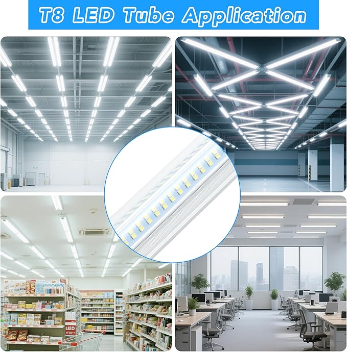 T8 LED Shop Lights 4FT, 4 Pack 60W 9600LM 6000K Daylight White, Linkable
