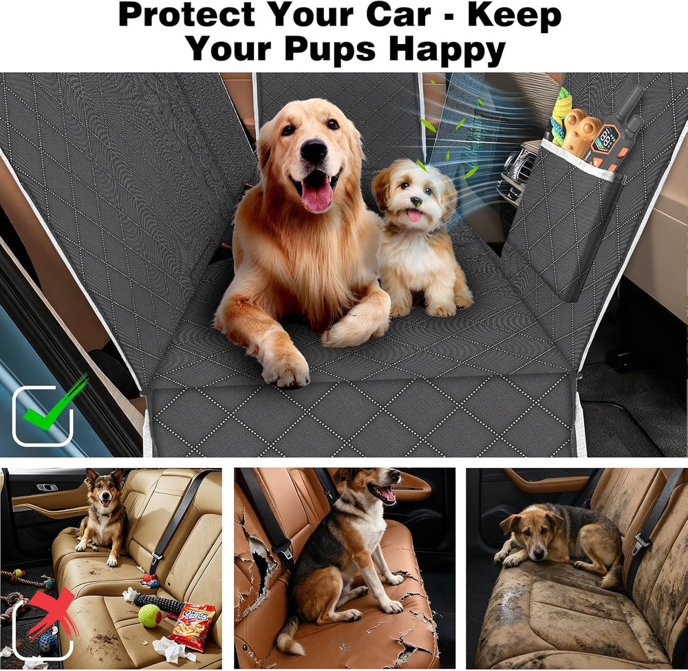 PetJoy Dog Car Seat Cover for Back Seat, Hammock‑Style Rear Bench Cover