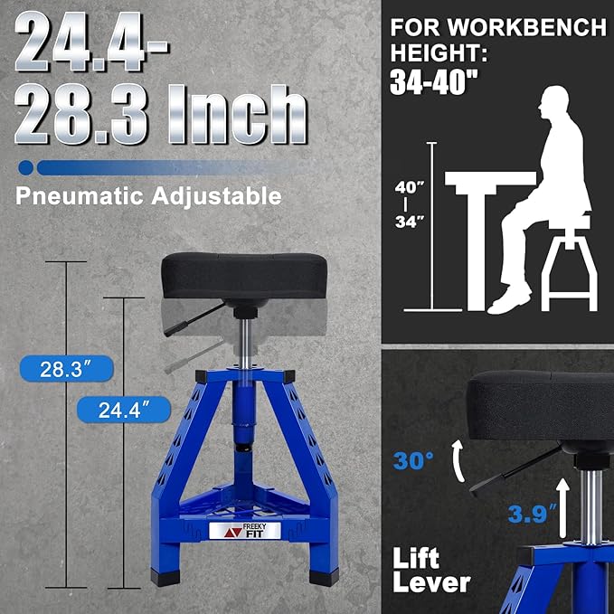Adjustable Shop Stool, Garage Mechanic Stool Chair, Work Seat