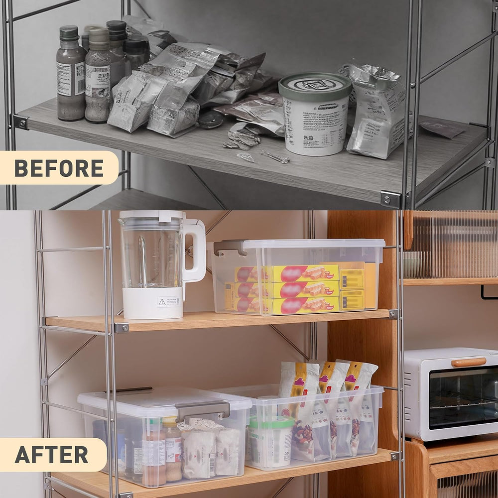 CITYLIFE 6 Packs 17 QT Plastic Storage Bins with Lids Large Stackable Storage...