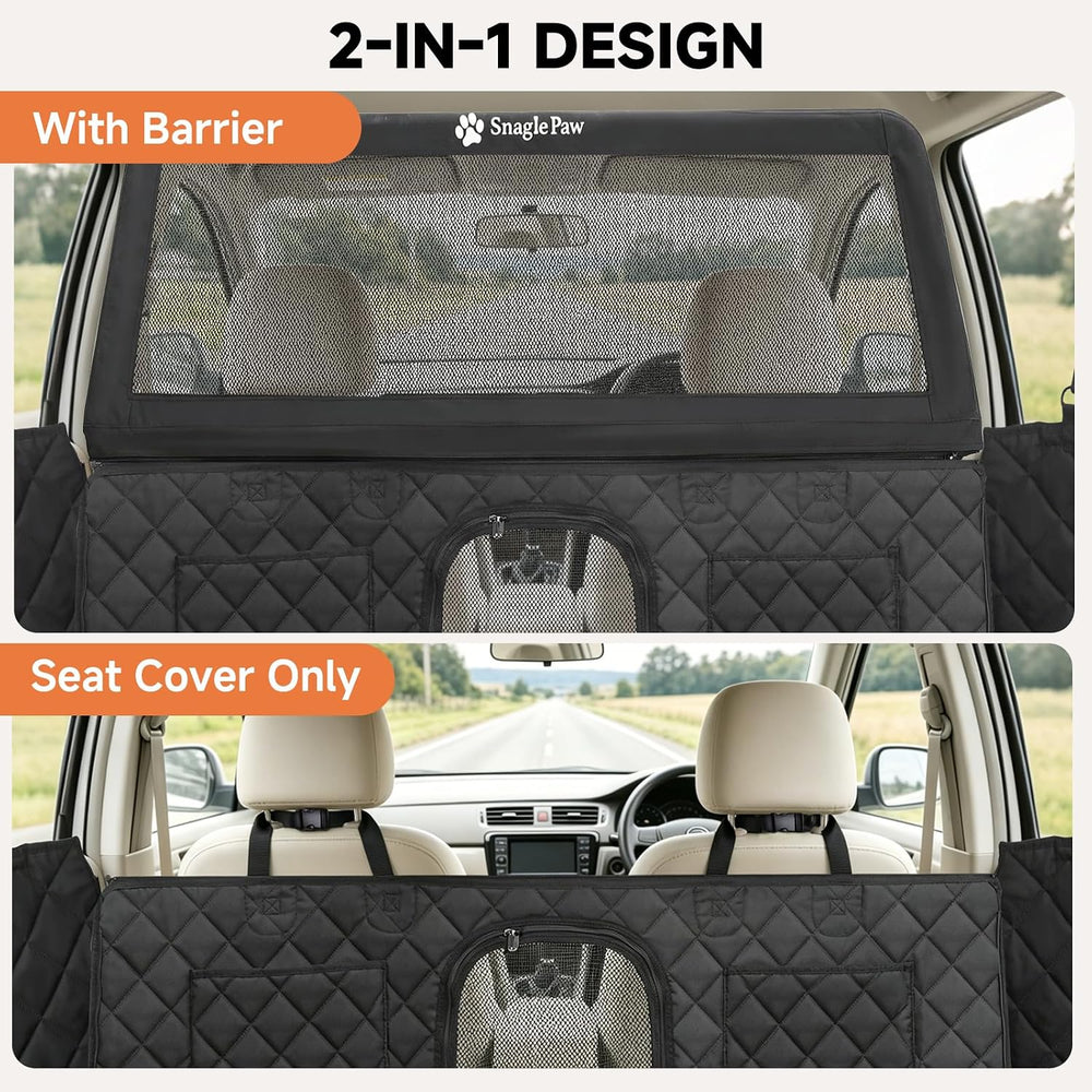 Dog Car Seat Cover & Back Seat Extender,31"Super High Pet Barrier wi...