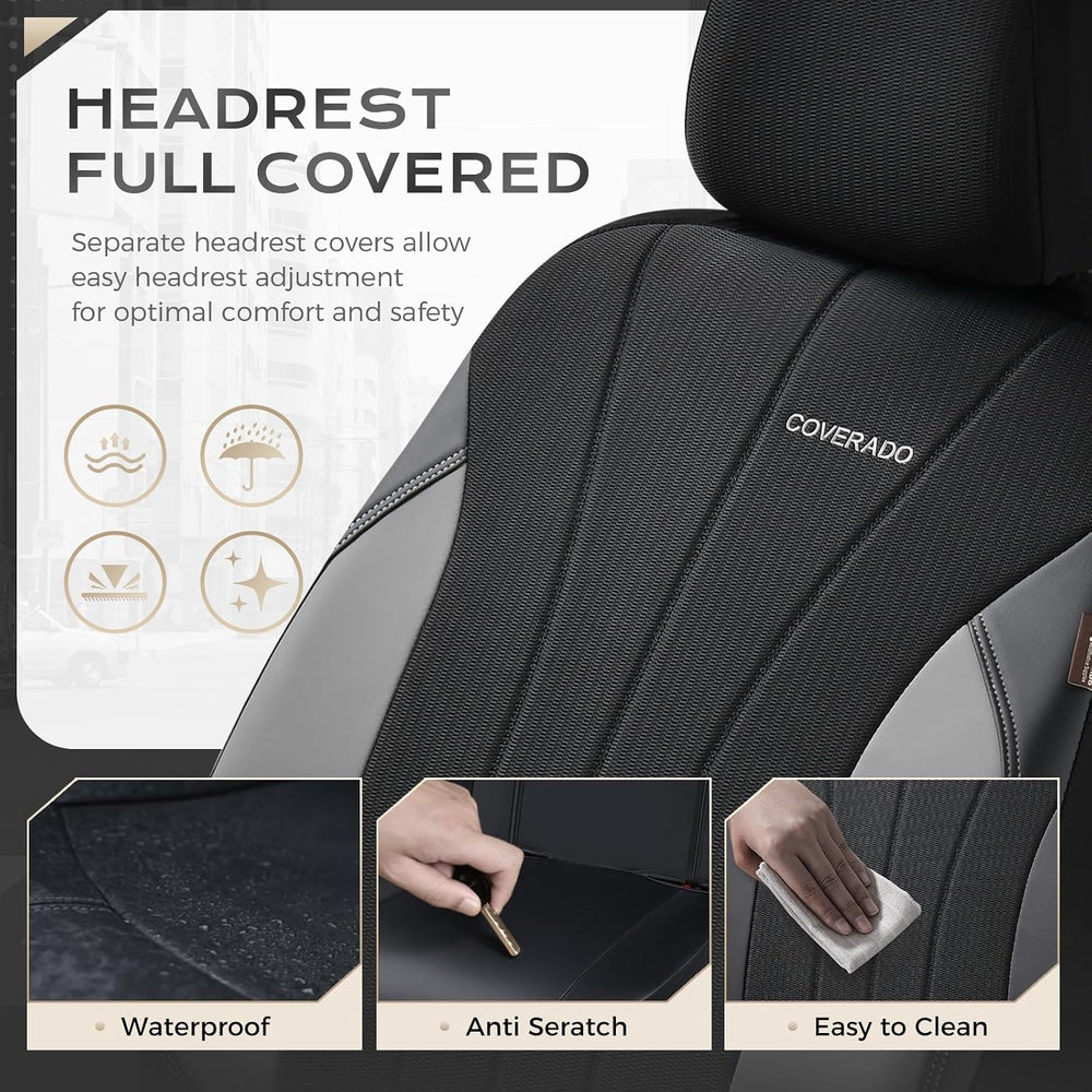 Coverado Automotive Seat Cover Full Set, Front and Rear Seat Covers, Waterpro...