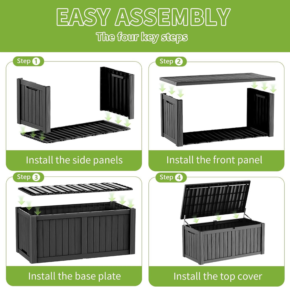 ROJIK 170 Gallon Waterproof Outdoor Deck Storage Box, UV Resistant๏ผ Lockable ...