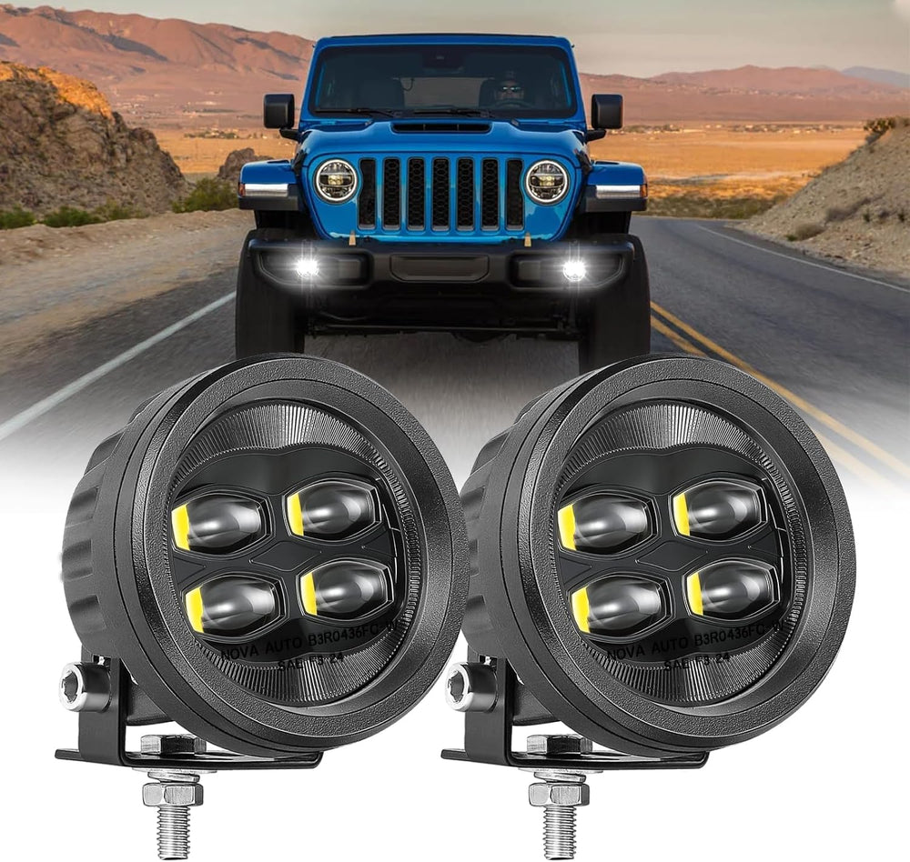 SAE LED Fog Lights, ACEC SHOP 2PCS 80W 3.5 Inch Round LED Pods DOT Approved S...