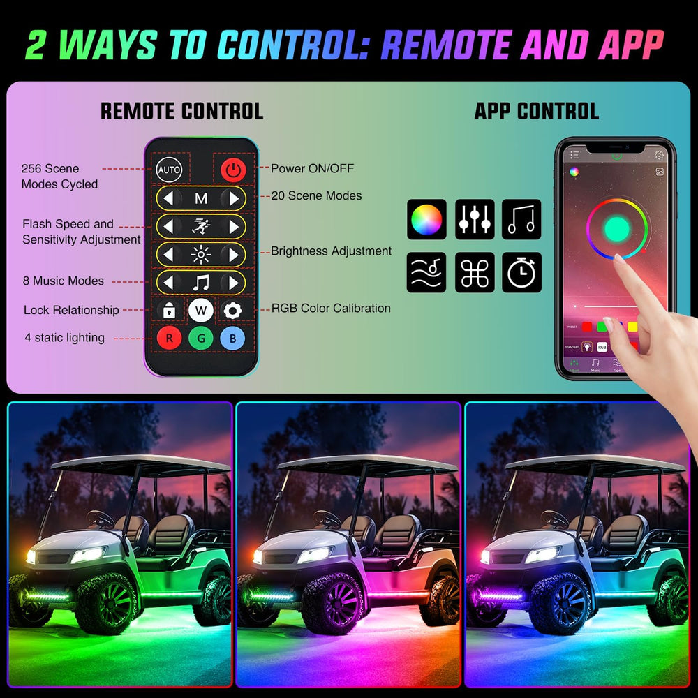 Nilight 4PCS Golf Cart Underglow LED Light Strip Dream Color Multi-Mode Neon ...