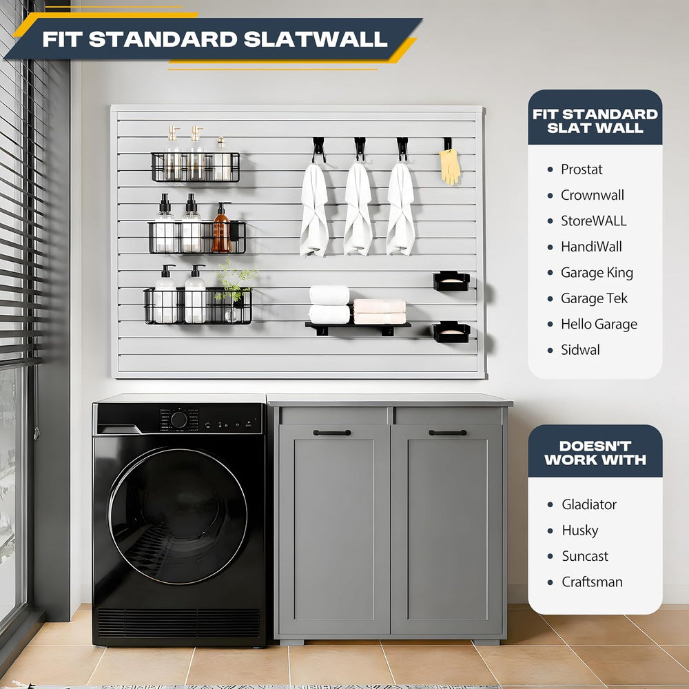 35Pcs Slatwall Accessories Kit, with Slatwall Hooks, Baskets, Shelves, Bins