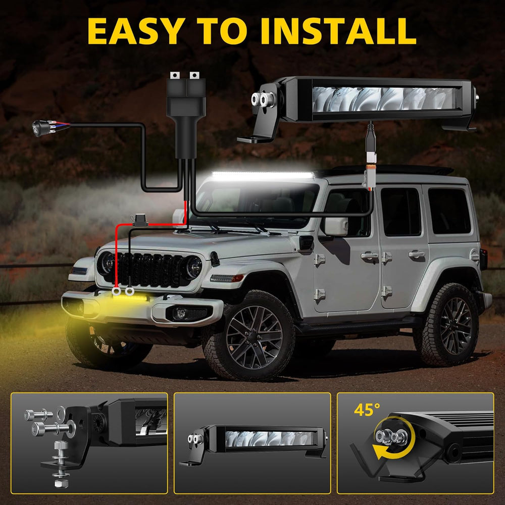 4WDKING Dual Color Slim LED Light Bar 22 Inch Fog Lights for Offroad Trucks
