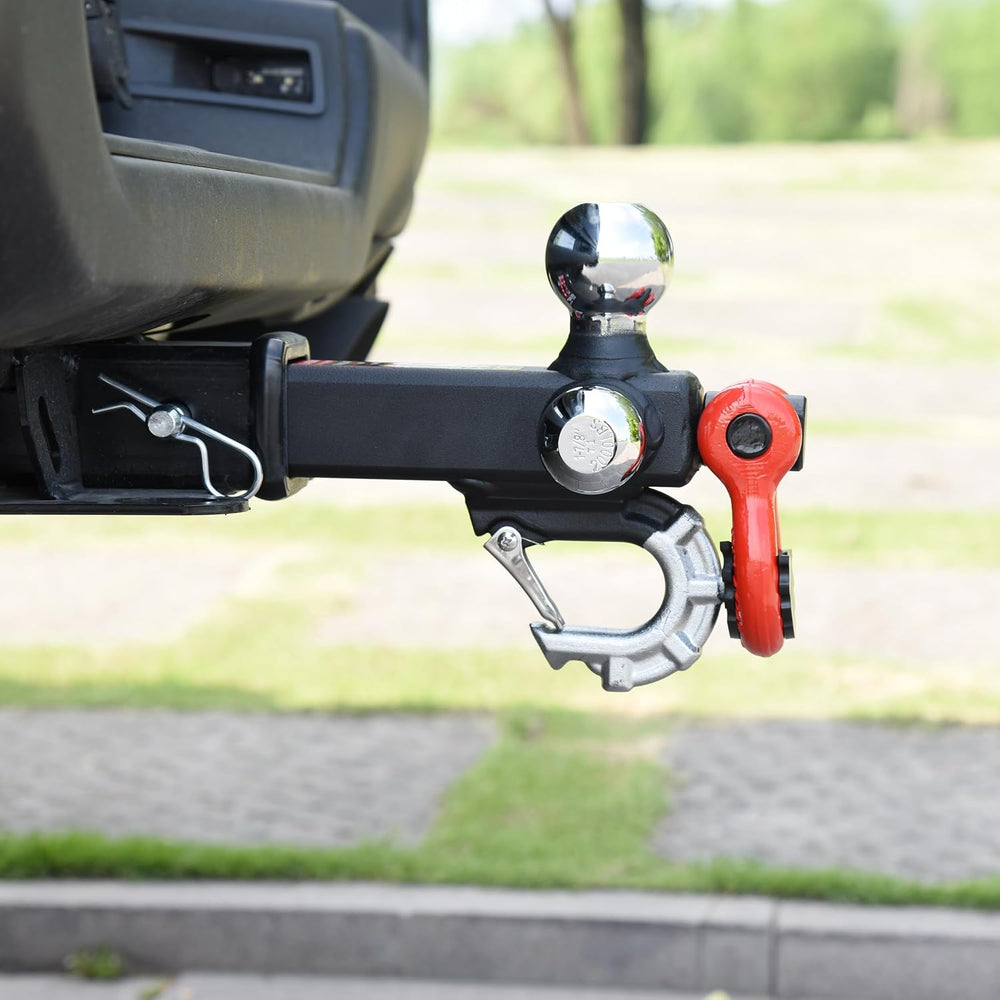 Trailer Hitch Tri-Ball Mount: with Swivel Tow Shackle and Tow Hook, fits for ...