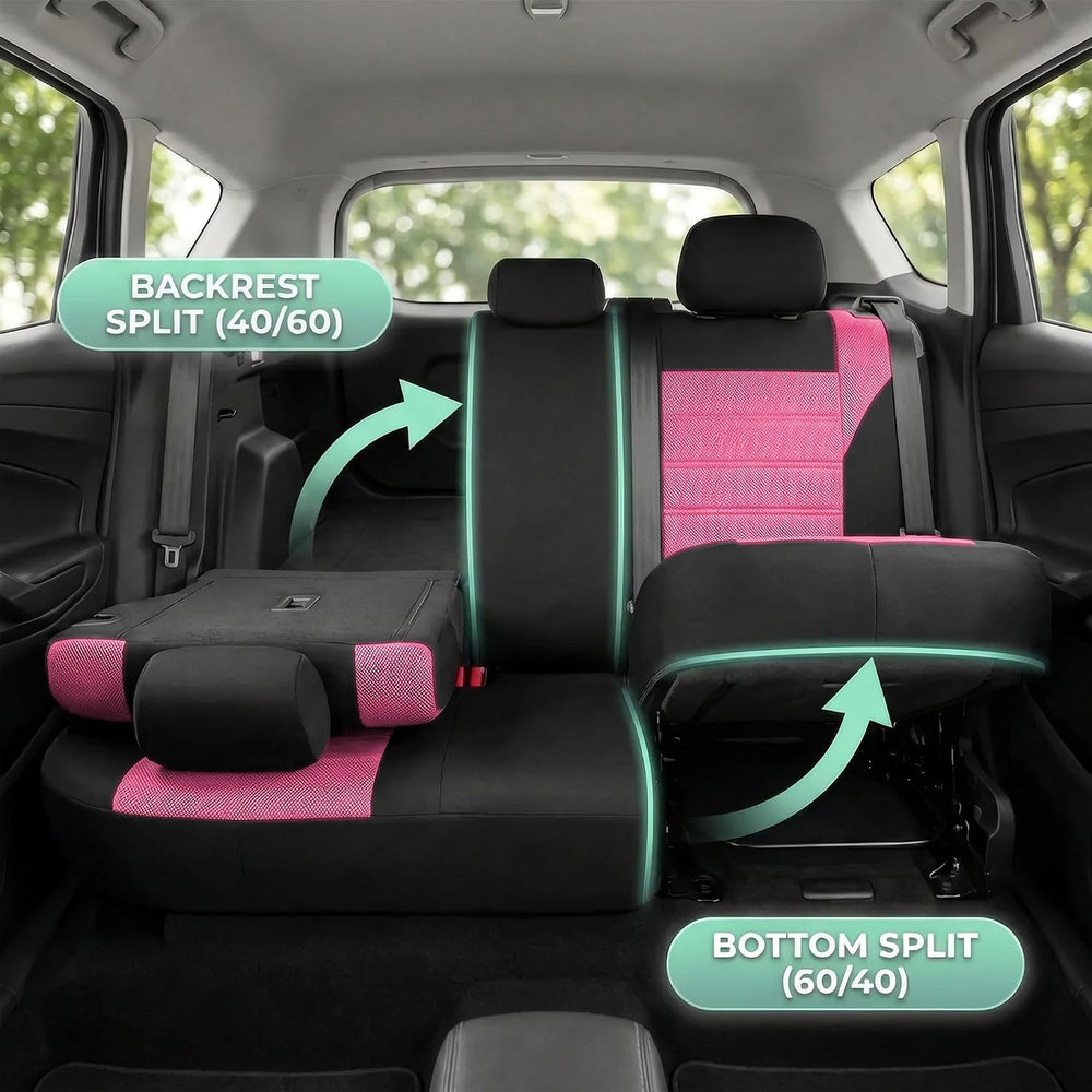 FH Group Automotive Car Seat Covers Full Set Premium 3D Air Mesh Front Seat C...