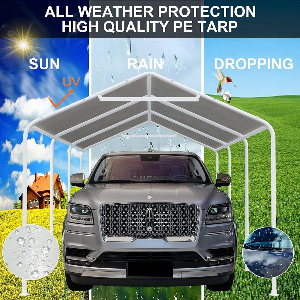 10 x 20 Ft Carport Replacement Canopy Cover Garage Top Tent Shelter Tarp with...