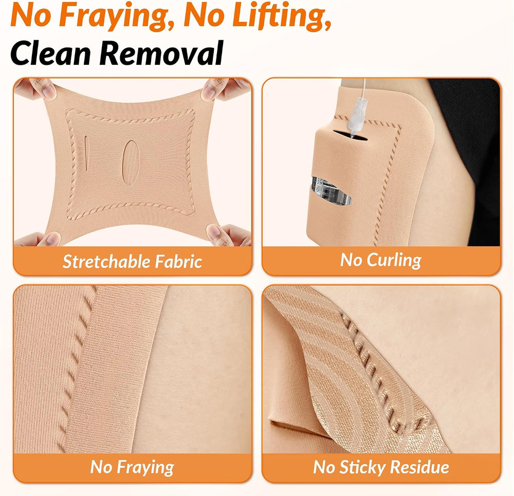 20 Pack Tandem Mobi Adhesive Sleeve, Amolyfe Upgraded On-Body Pocket, Tan