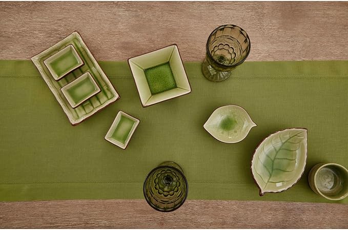 Solino Home Linen Avocado Green Table Runner 72 Inches Long - 100% Pure Linen...