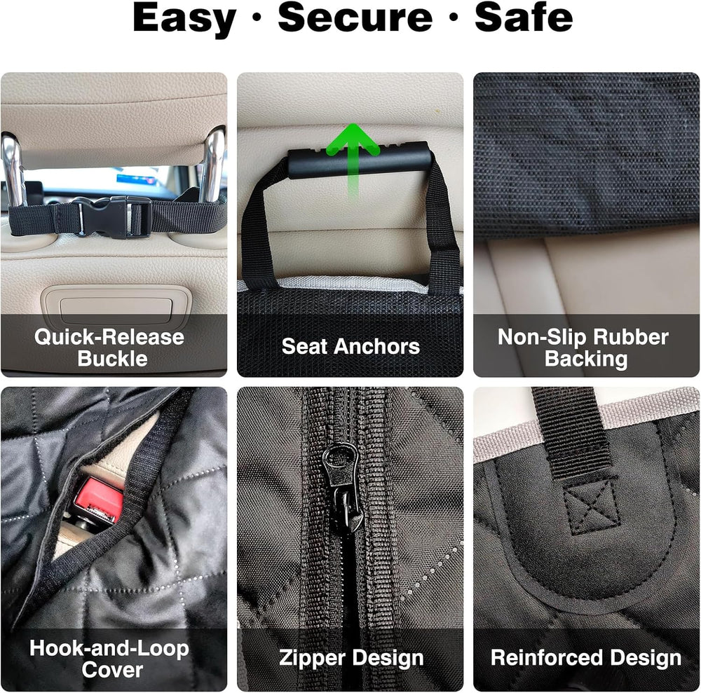 PetJoy Dog Car Seat Cover for Back Seat, Hammock‑Style Rear Bench Cover