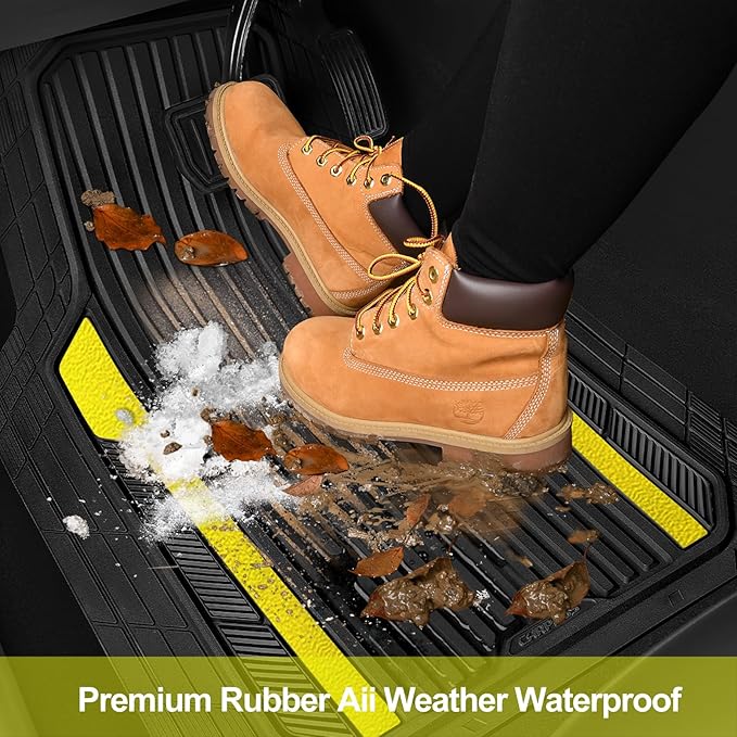 CAR PASS Yellow Car Mats Metallic, Aluminum Film All Weather Rubber Lemon (4 ...