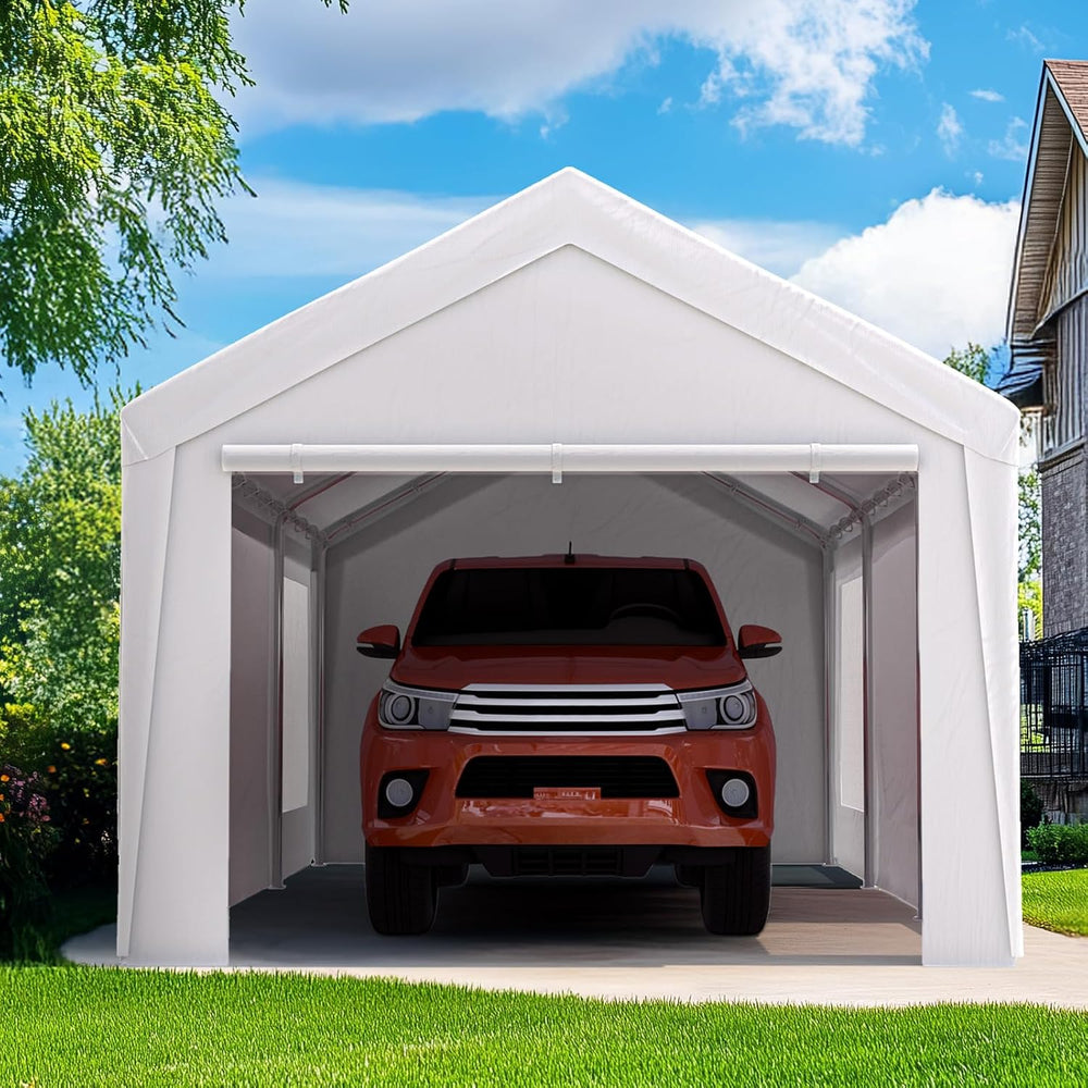 Quictent 10x20 ft Heavy Duty Carport, Reinforced Galvanized Outdoor Garage Ca...