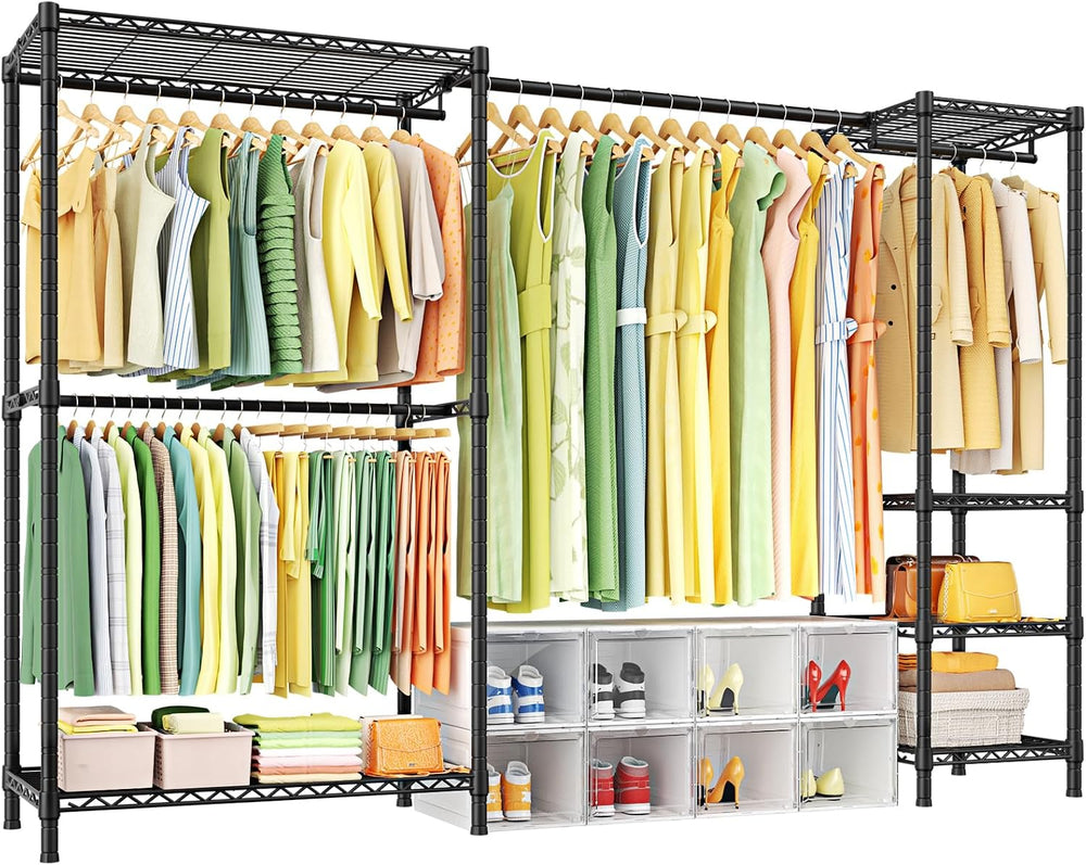 Ulif E10 Clothes Rack(With Stretchable Hanger Rod)Freestanding Clothing Racks...