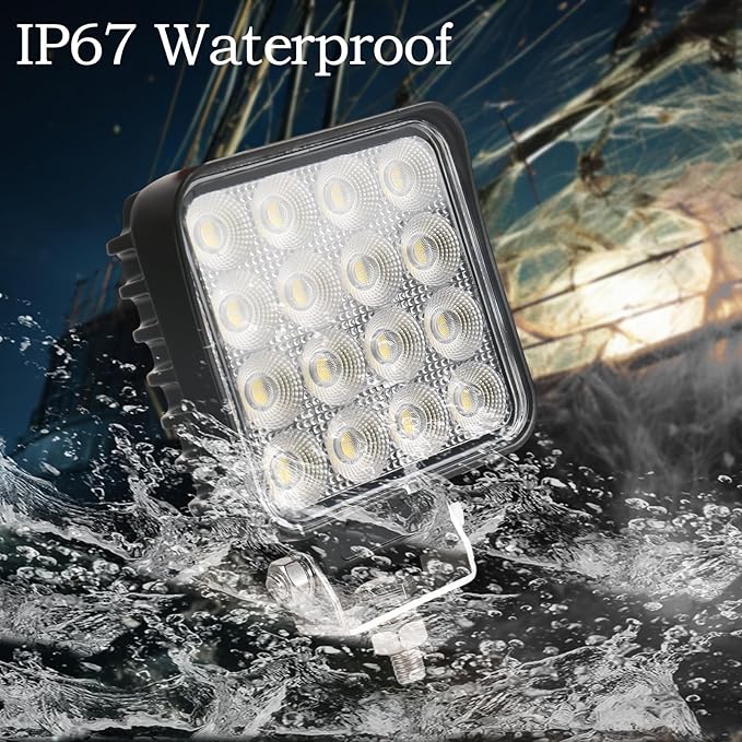 4.3" 12V LED Flood Lights 46W, 24 Volt Work Lights (2PCS)