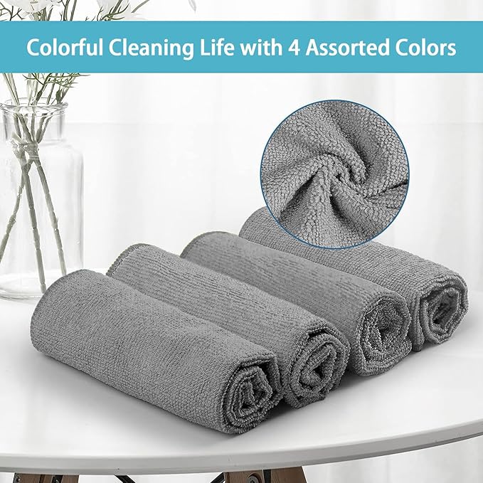 HOMEXCEL Grey Microfiber Cleaning Cloth, 150 Pack Cleaning Rags, Cleaning Towels