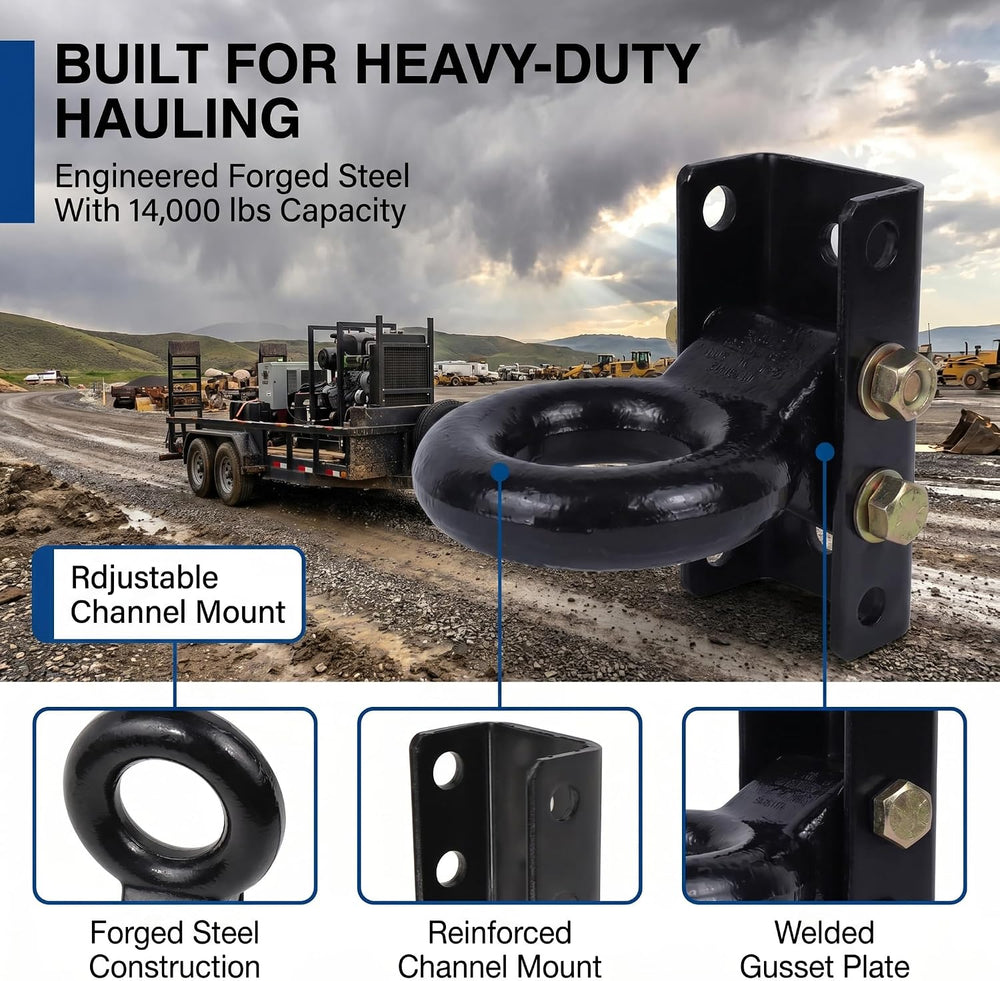 3 Inch Adjustable Lunette Ring for 14000 lbs Pintle Hitch Trailer Towing | Fo...