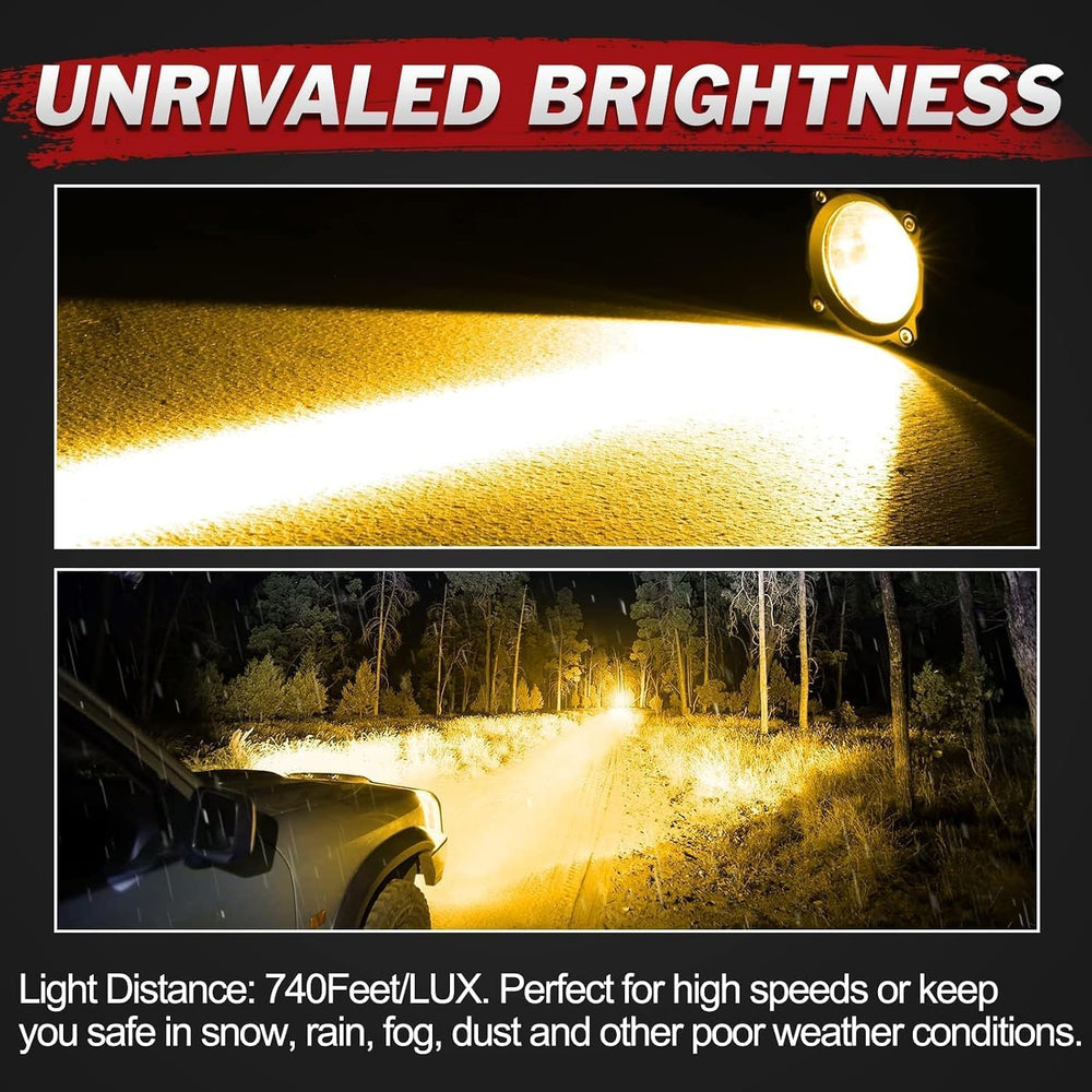 Amber LED Pods Round LED Fog Light Pods 50W 2PCS Spot LED Off Road Lights