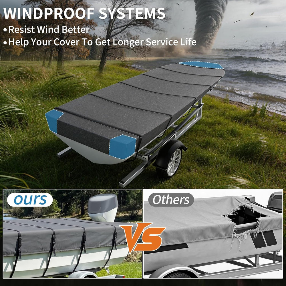 Jon Boat Cover 10-12ft,1200D 5-Layer Waterproof Oxford Fabric,Heavy Duty UV P...