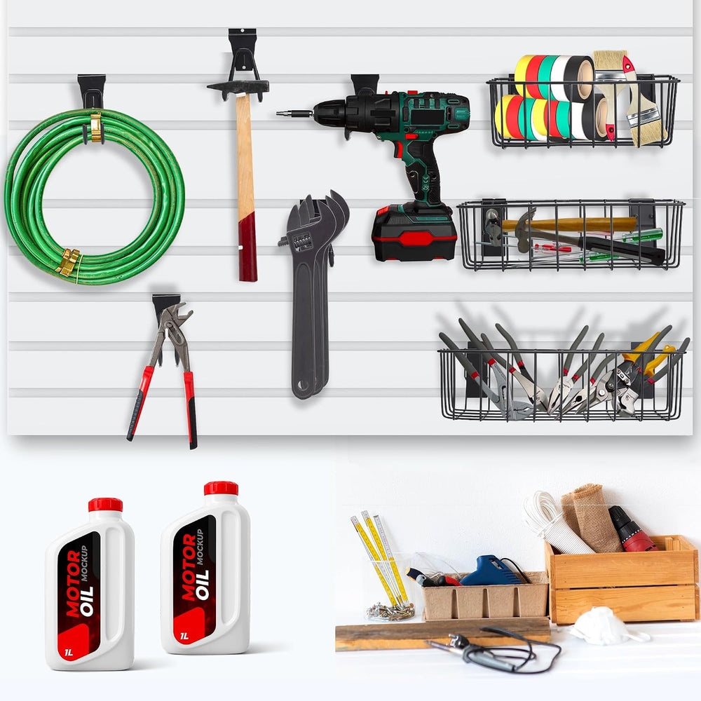Heavy-Duty Slatwall Baskets and Hooks - Slatwall Accessories for Standard Sla...