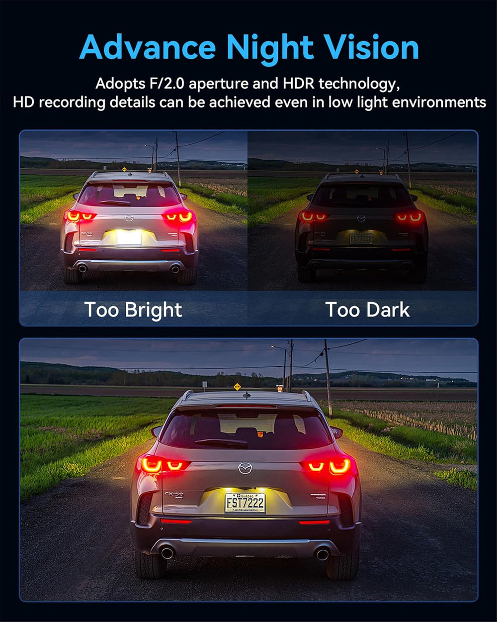 Dash Cam Front and Rear with 3 Channel, 4K Full UHD Car Camera