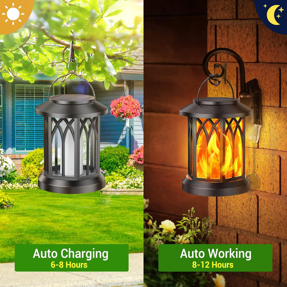 KOOPER 4 Pack Solar Lantern Outdoor Lights, Upgraded Flickering Flame Solar L...