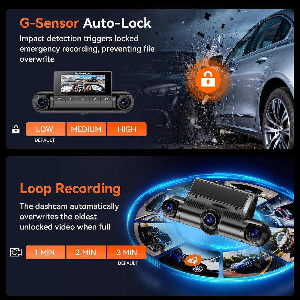 4K 360ยฐ Dash Cam, 4-Channel Front Rear Left Right, WiFi GPS 128GB