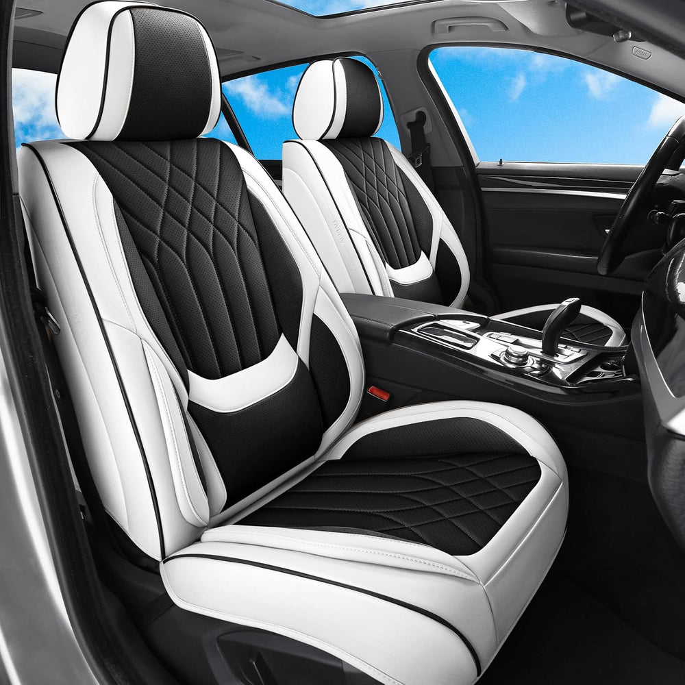 Black White Car Seat Covers Full Set Universal 5-Seater Full Wrap