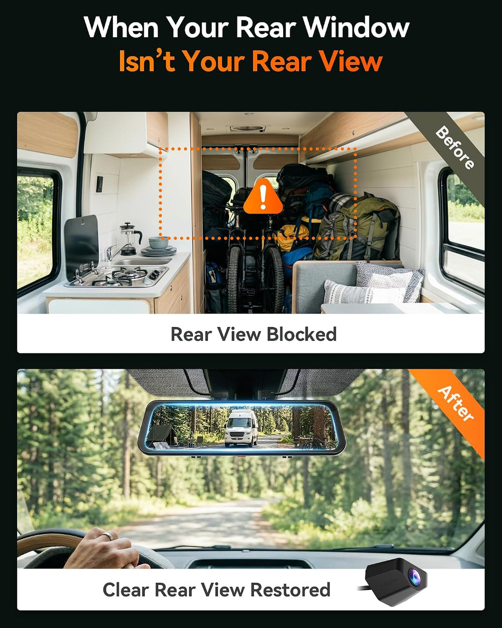 WOLFBOX G900 PRO Mirror Dash Cam with 8MP STARVIS IMX678,Front 4K Rear 2.5K