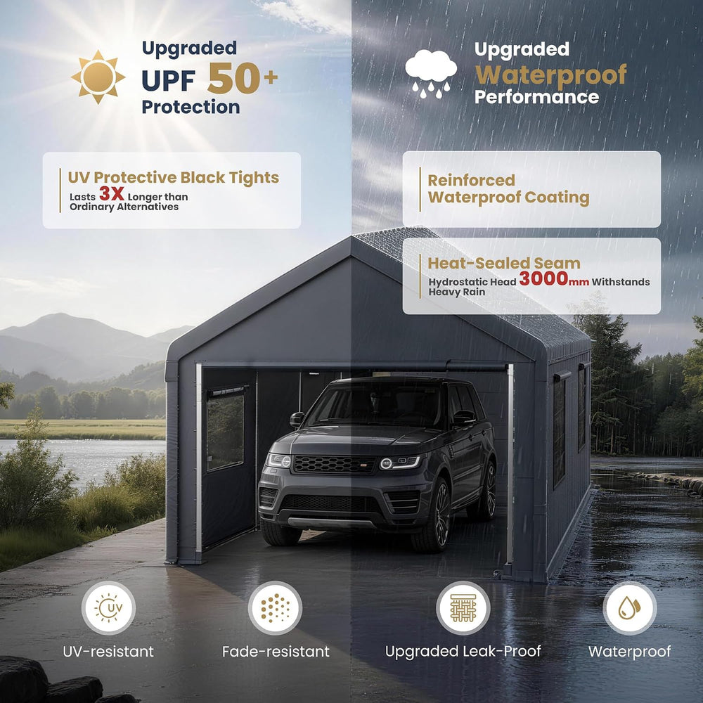 PHI VILLA 13x24ft Portable Garage Carport, Car Tents Storage Shed Canopy