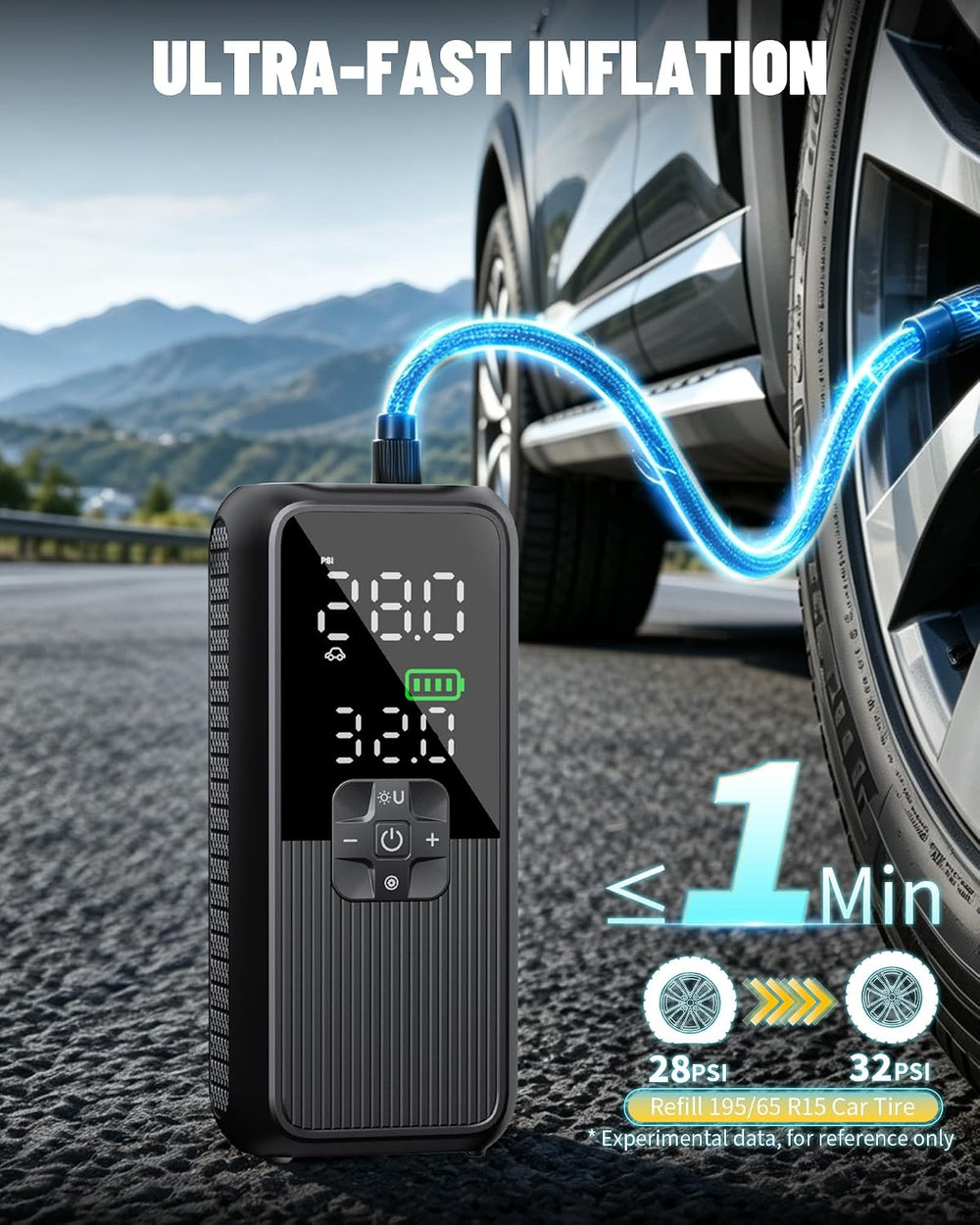 Tire Inflator Portable Air Compressor, 150 PSI Air Pump for Car Tires