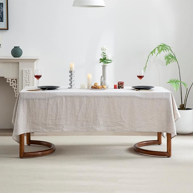 EVERLY 100% Pure Linen Rectangle Tablecloths 108Lx60WInch for Dining,Buffet P...