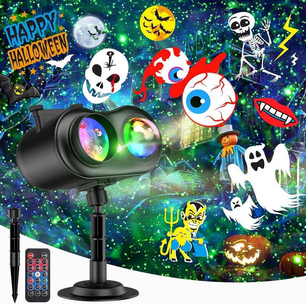 Halloween Christmas Projector Lights Outdoor with Ocean Wave & Firefly Li...
