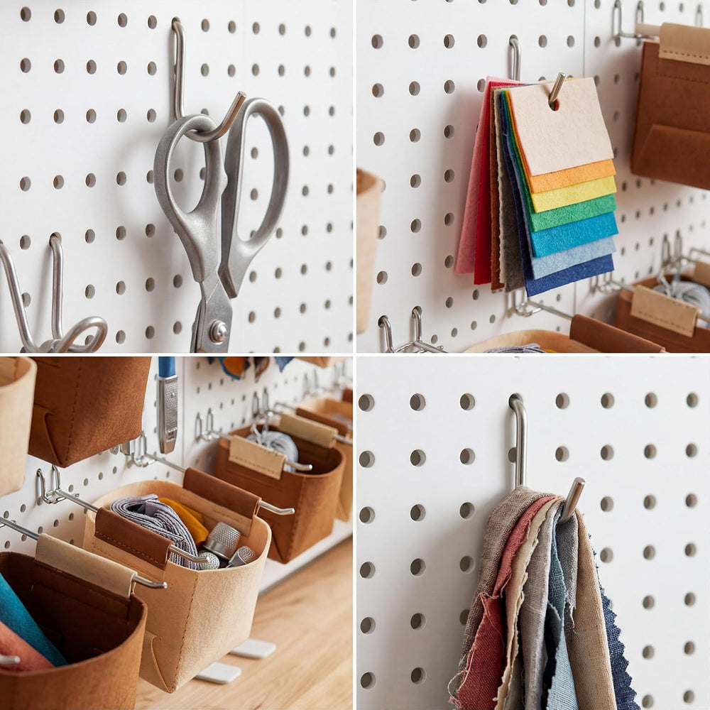 8 Pack Peg Board Organizer, Includes Metal PegBoard and Accessories