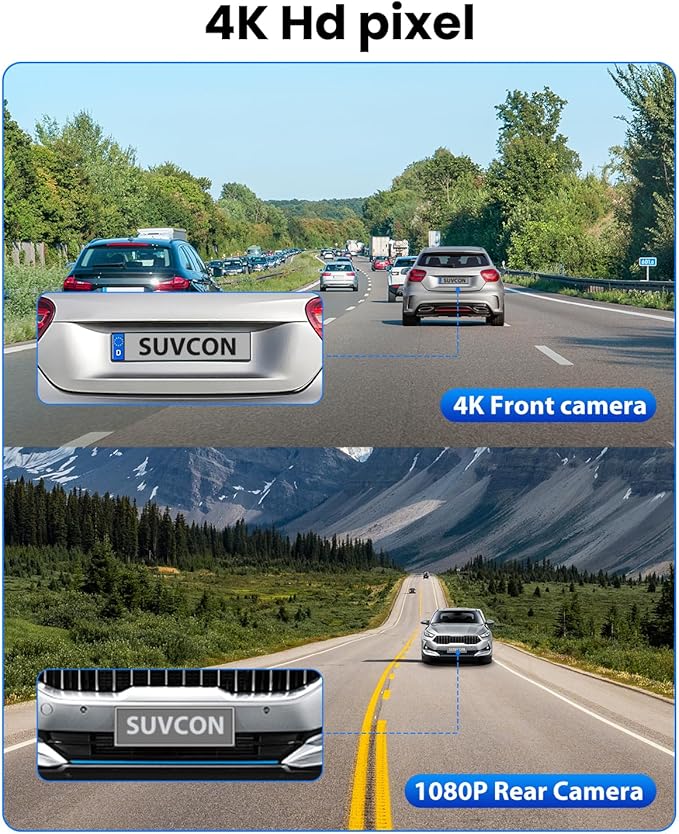 Dash Cam Front and Rear 4K/1080P, Dash Camera