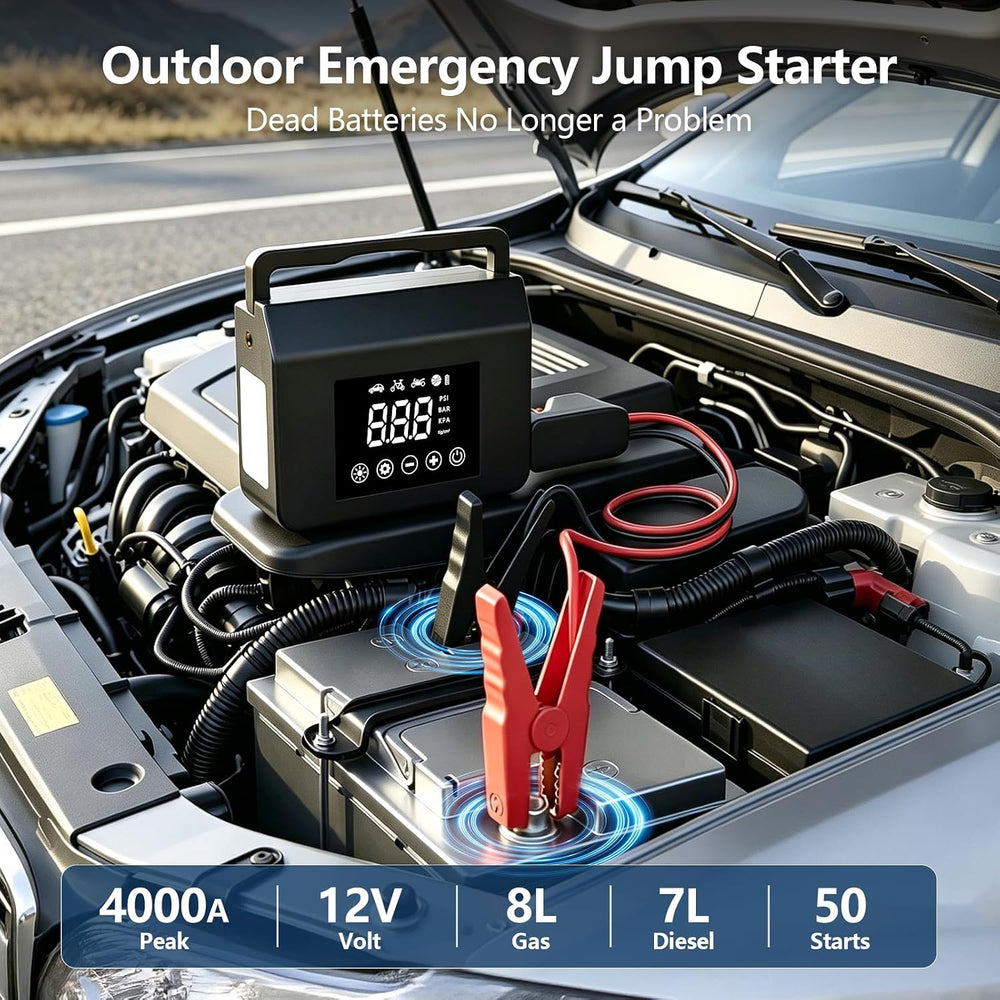 4000A Car Battery Jump Starter with Air Compressor 150PSI