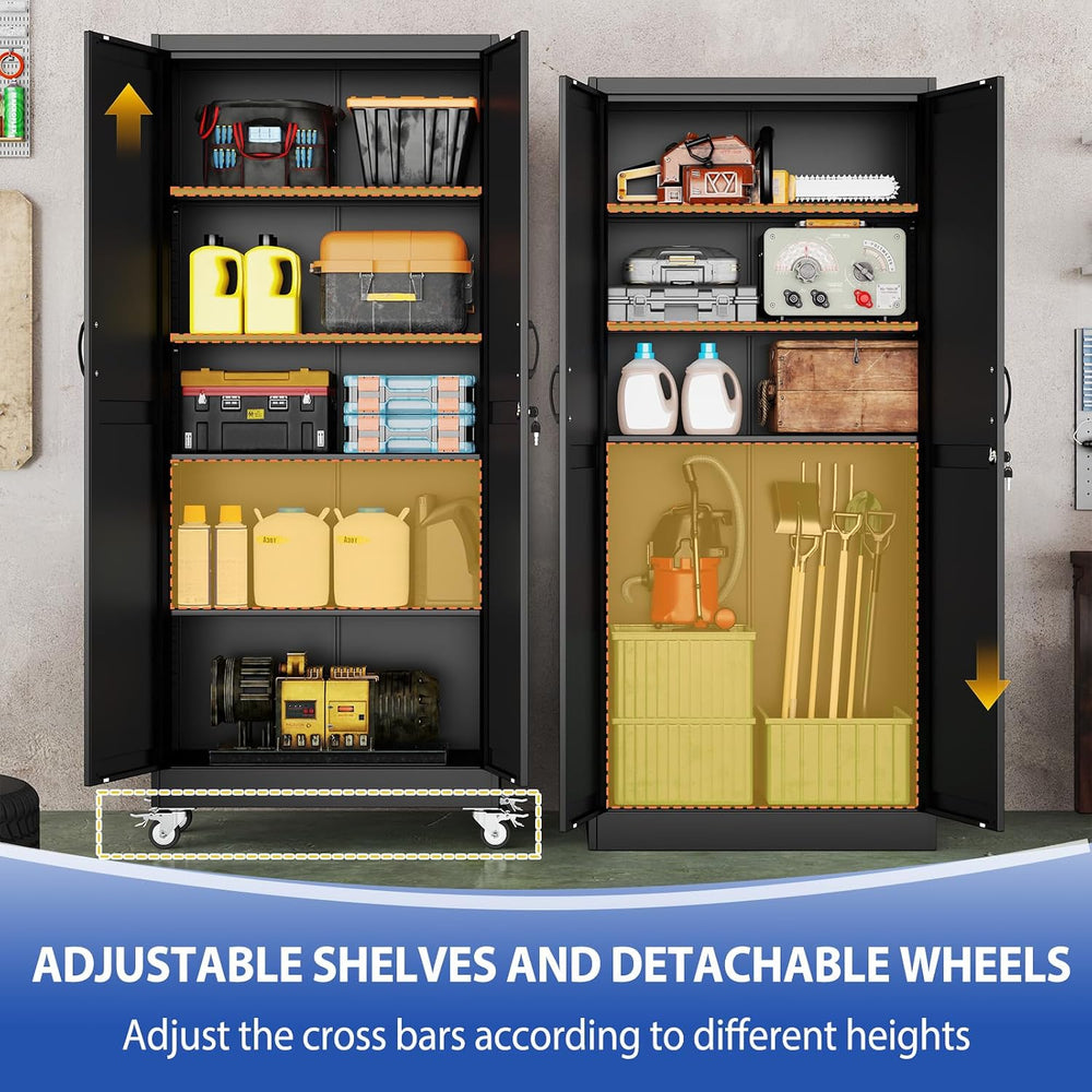 71" Metal Garage Storage Cabinets with Wheels