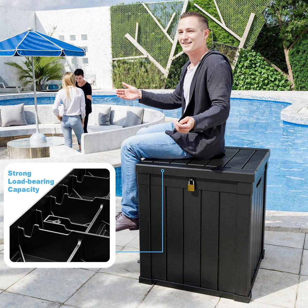 50 Gallon Waterproof Outdoor Resin Deck Box, Lockable Storage Container for P...