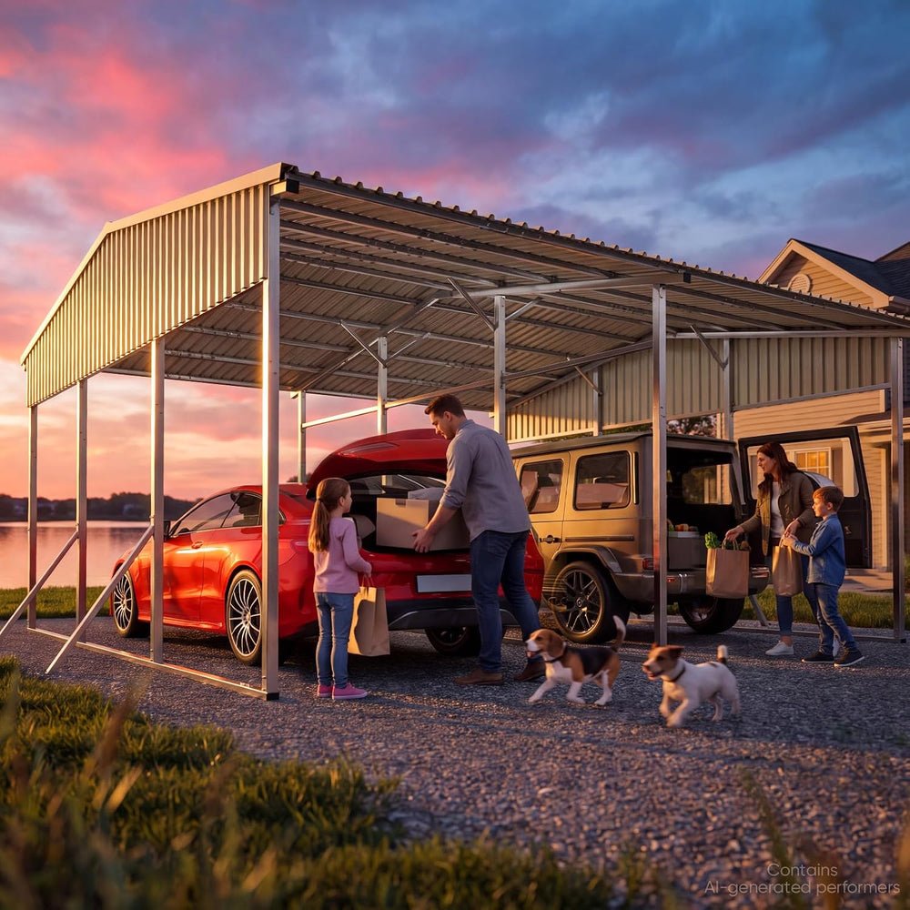 Quictent Heavy Duty 20x20FT Metal Carport with Front & Rear Sloped Roof