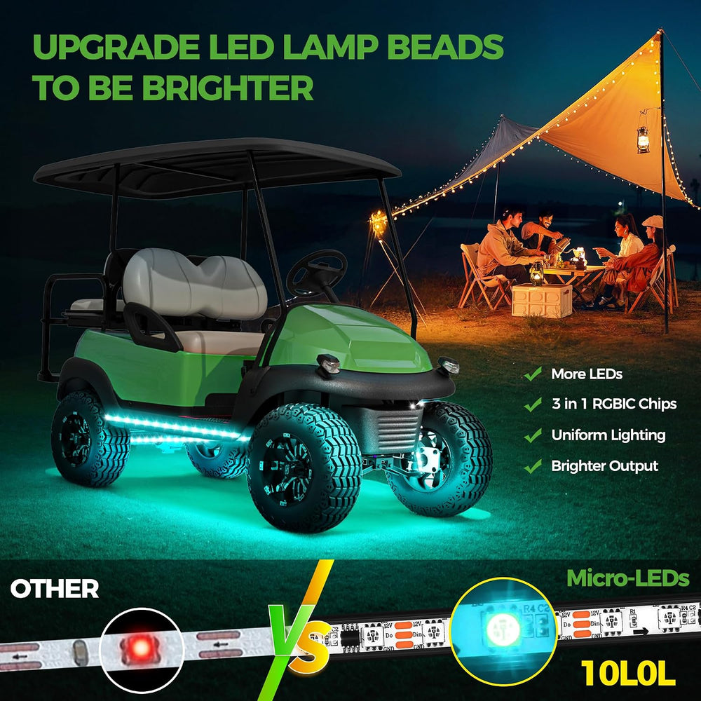 10L0L 4PCS Golf Cart Underglow LED Light Kit, Underbody RGB Strip Lights, 24-...