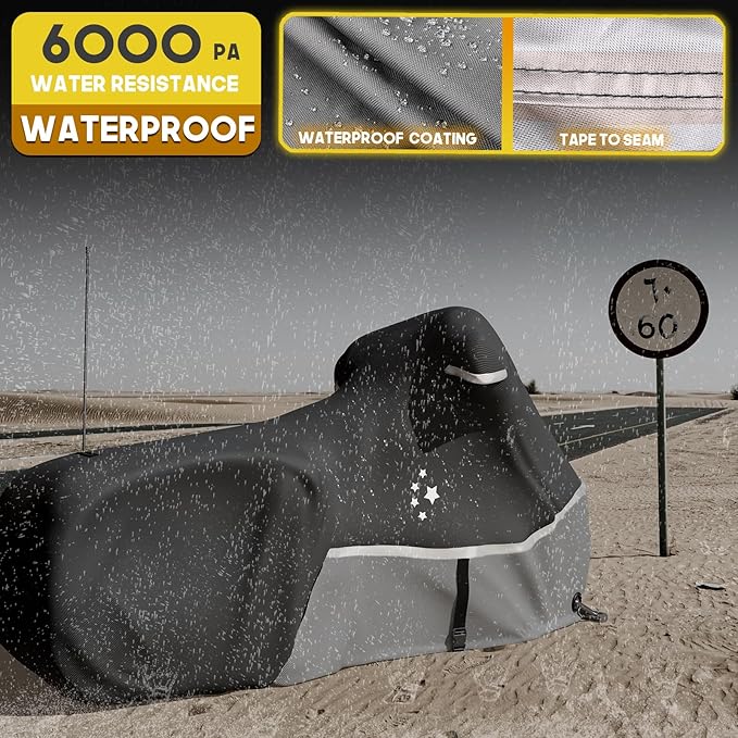 Motorcycle Cover 420D Heavy Duty All Season Universal Weather Waterproof